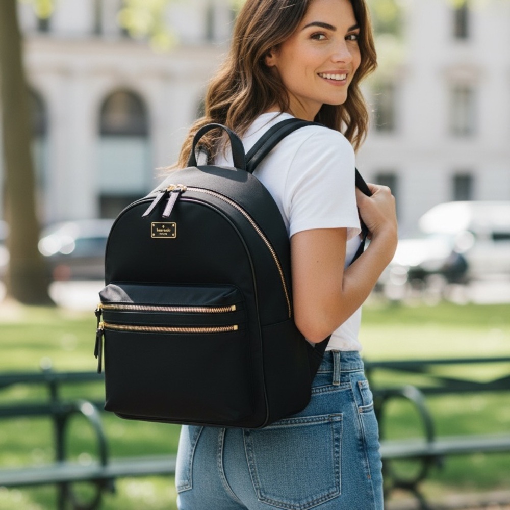 ♠️ Kate Spade Black and Gold Backpack - Picture 2 of 7